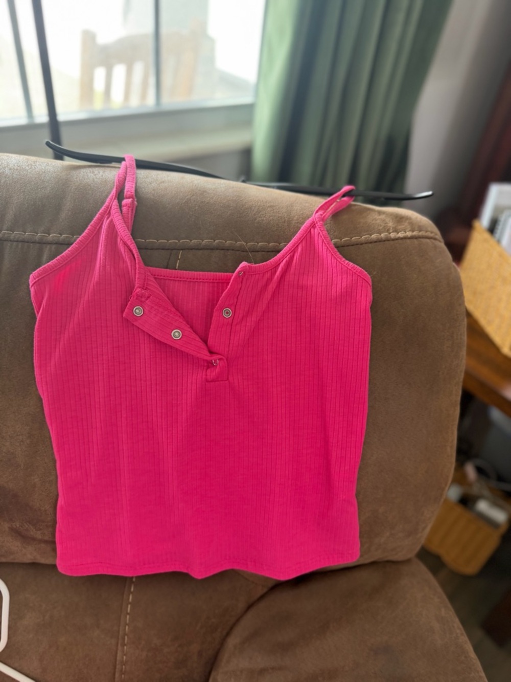 H&M Bright Pink Ribbed Button-Front Camisole